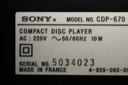 CD-soittimen levykelkan hihna –  Sony CDP-670 (EU-Model)